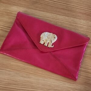 Lilly Pulitzer Pink Clutch with Gold Elephant Accent